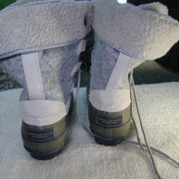 American Eagle green and grey steel shank snow duck boots, size 5 - Picture 3 of 7